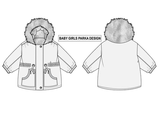 BABY GIRLS PARKA VECTOR ILLUSTRATION