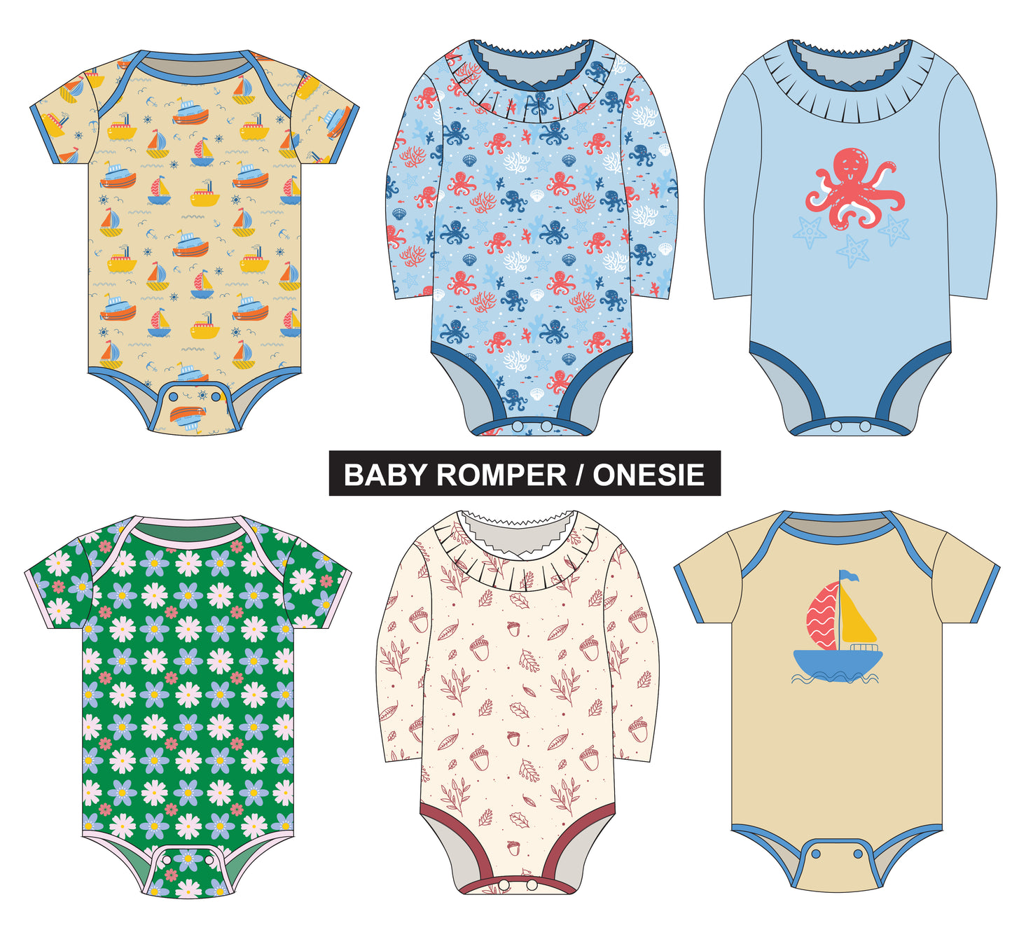 Baby Romper Onesie Vector Illustration - Premium Infant Apparel Graphic