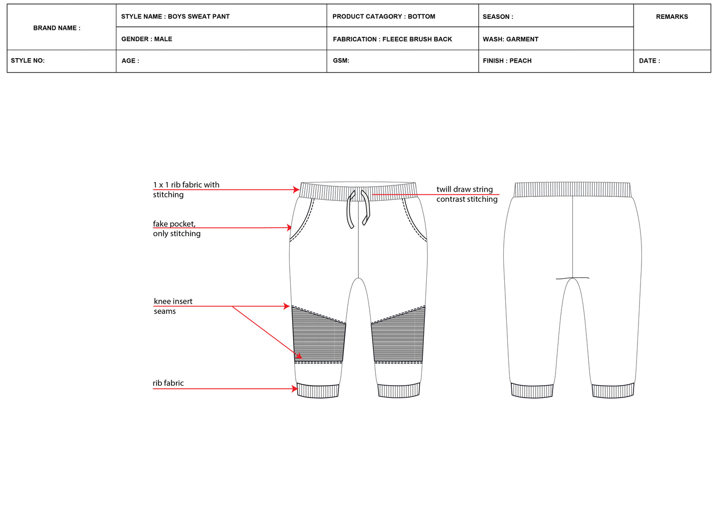 BOYS SWEAT PANT TECH PACK