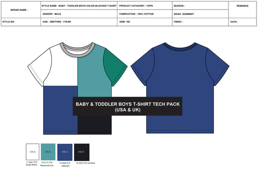 Baby and Toddler Boys T-Shirt Tech Pack - Comprehensive Apparel Design Documentation