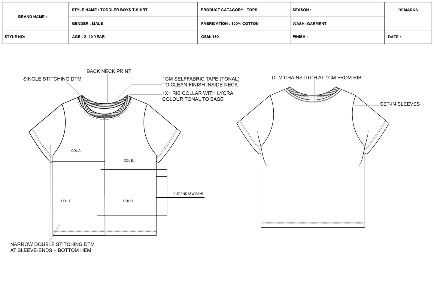 Baby and Toddler Boys T-Shirt Tech Pack - Comprehensive Apparel Design Documentation