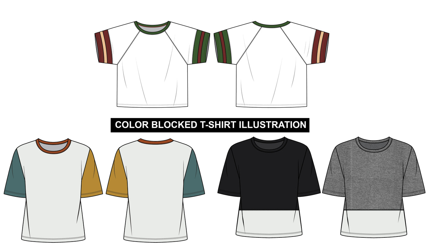 Color Block Tee Illustrations