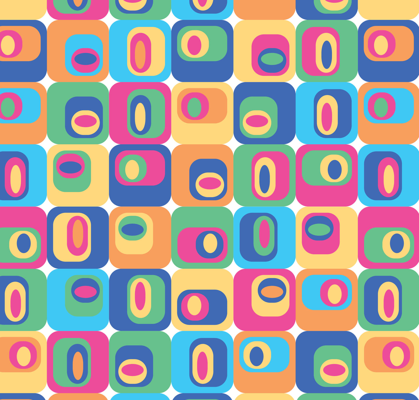 Vibrant Retro Geometric Art vector illustration - Colorful Concentric Squares