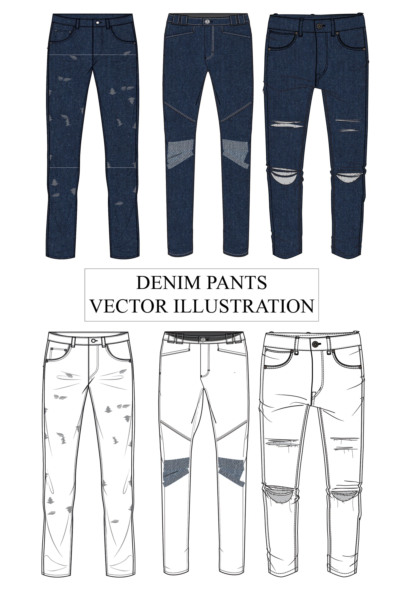 RIPPED DENIM PANT ILLUSTRATION