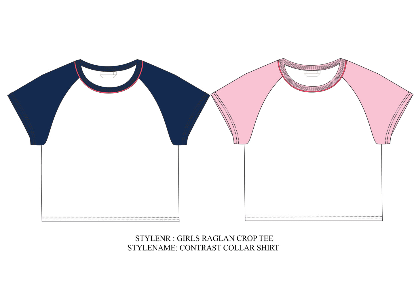 Girls' raglan crop tee illustration