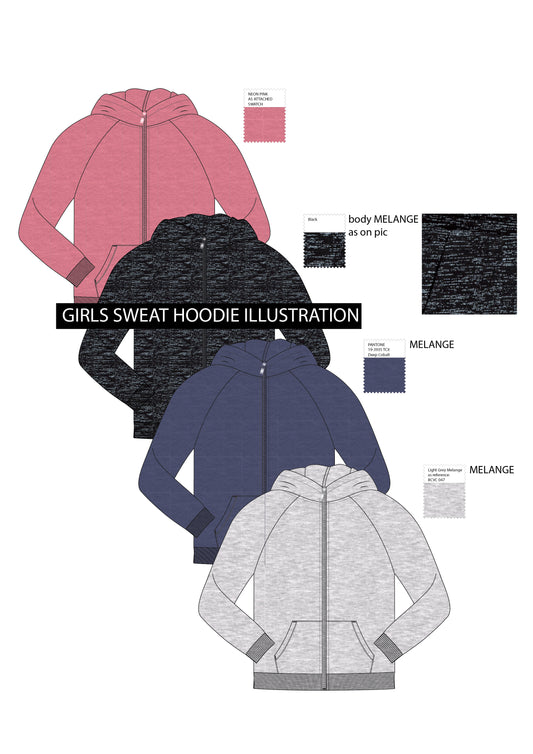 GIRLS SWEAT HOODIE ILLUSTRATION