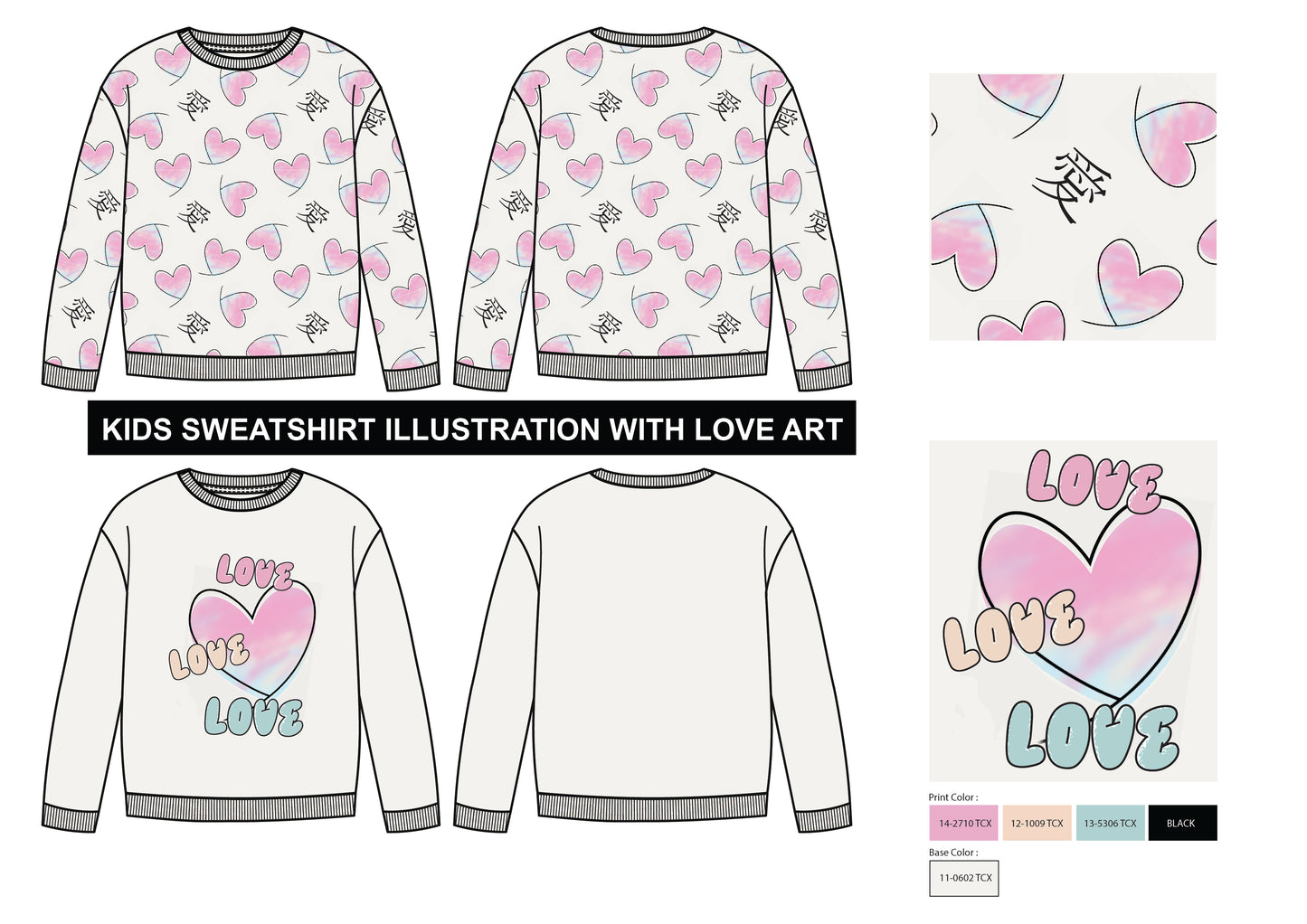 Kids Sweatshirt Illustration with Love Artwork - Premium Children's Apparel Graphic