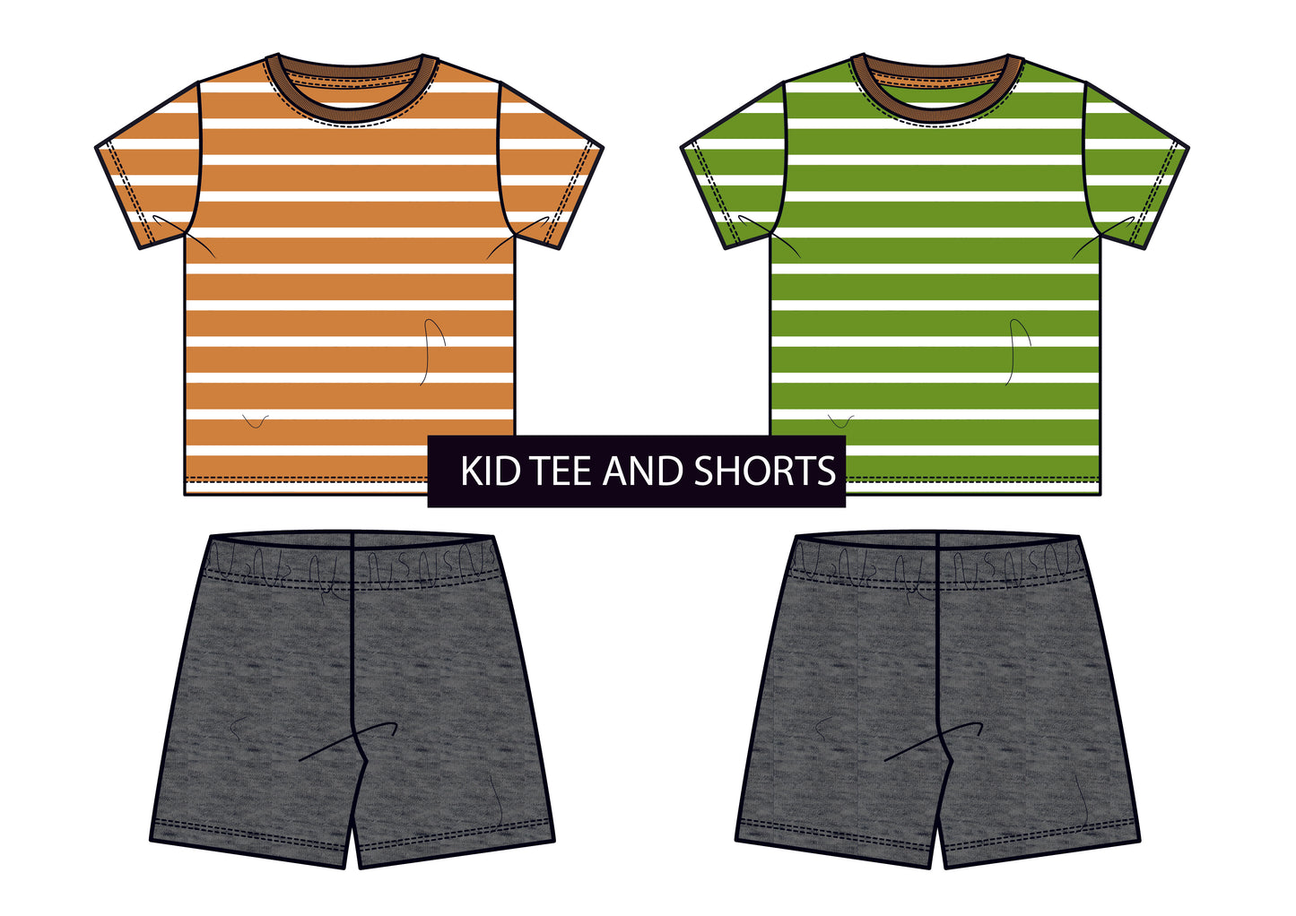 Kids T-Shirt and Shorts Vector Illustration - Free Download for High-Quality Kids Apparel Graphics