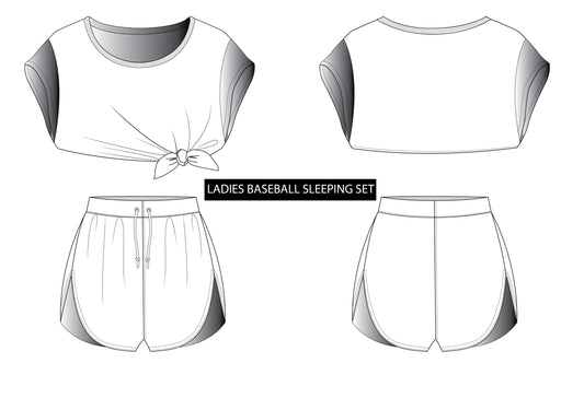 LADIES BASEBALL SLEEPING SET VECTOR ILLUSTRATION