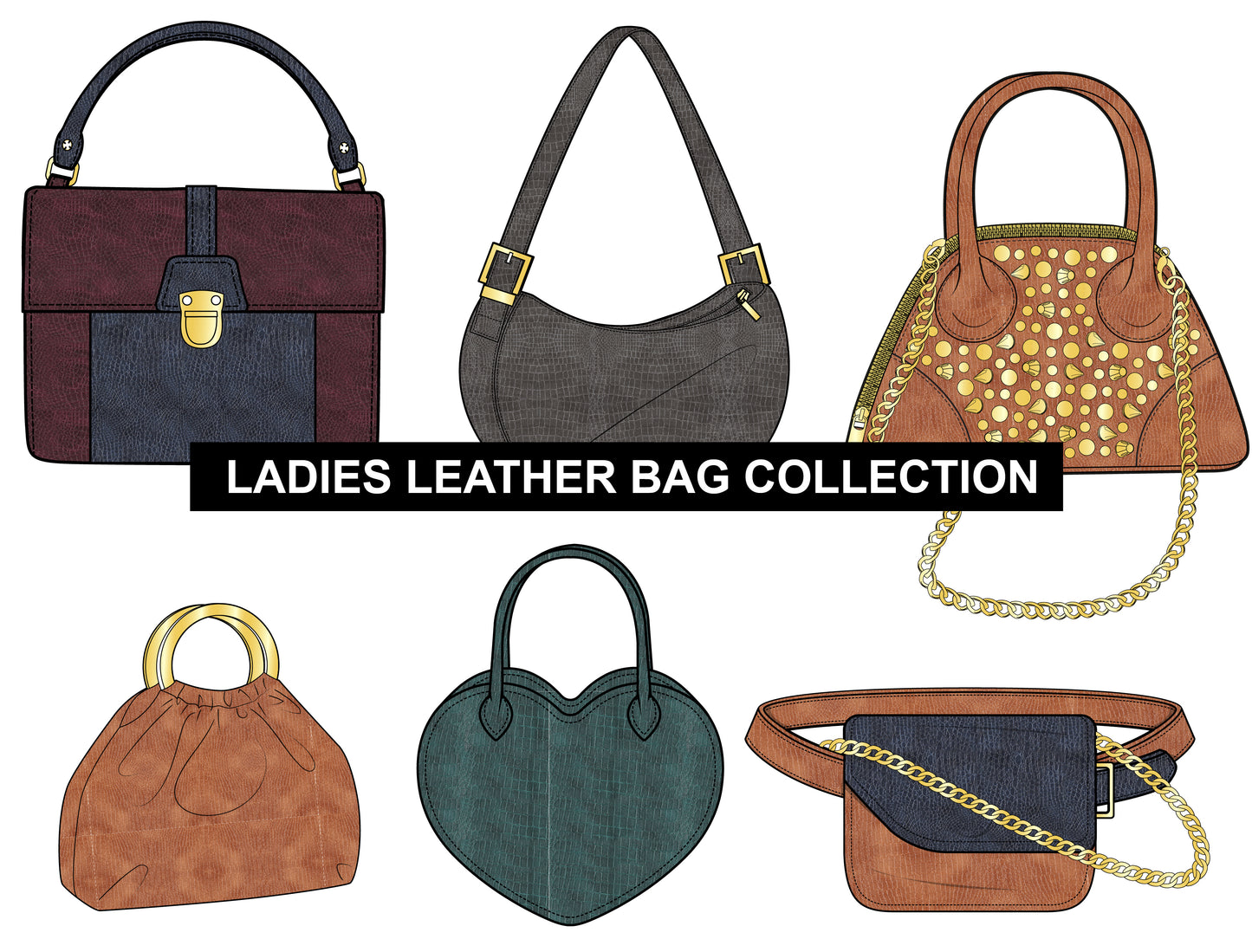 Ladies Leather Bag Illustration Vector Artwork