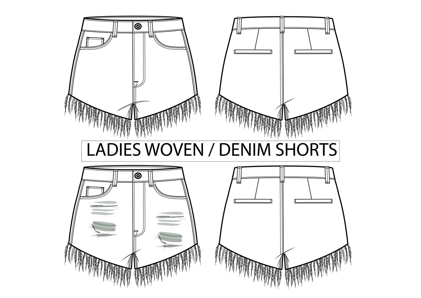 LADIES WOVEN SHORTS ILLUSTRATION