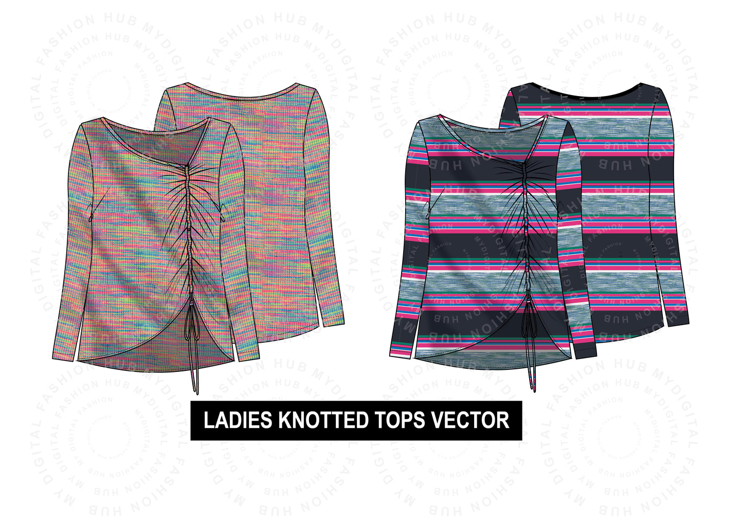 Ladies Knotted Tops Vector Illustration