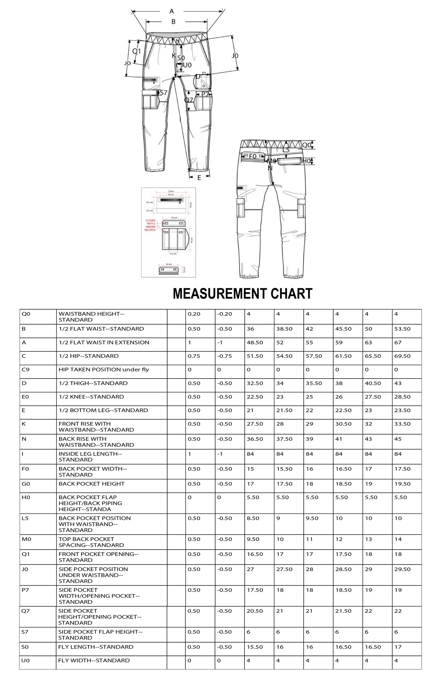 MEN'S CARGO PANT TECH PACK /TECHNICAL DRAWINGS