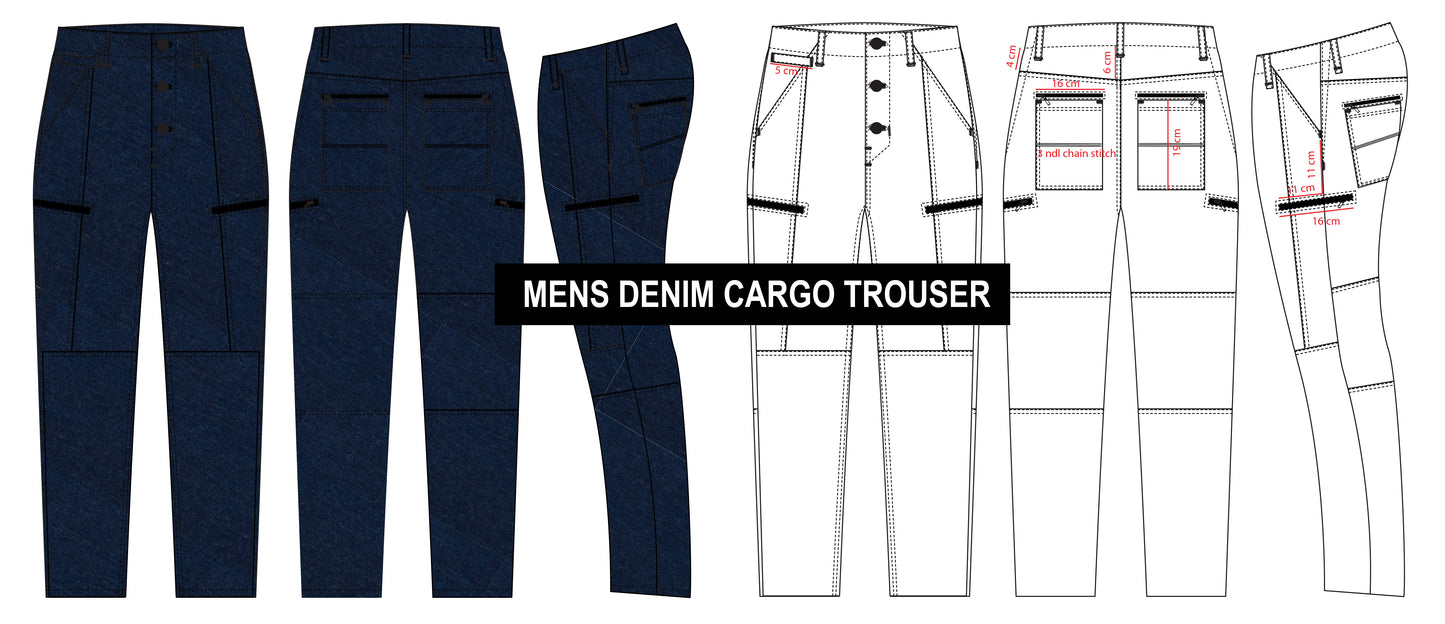 MEN'S DENIM CARGO TROUSER VECTOR ILLUSTRATION