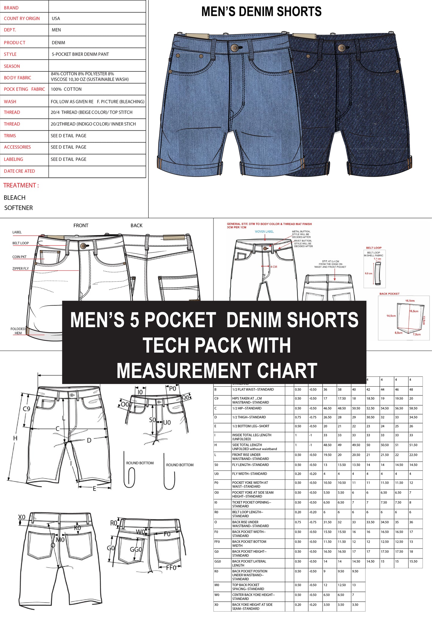 MEN'S DENIM SHORTS TECH PACK