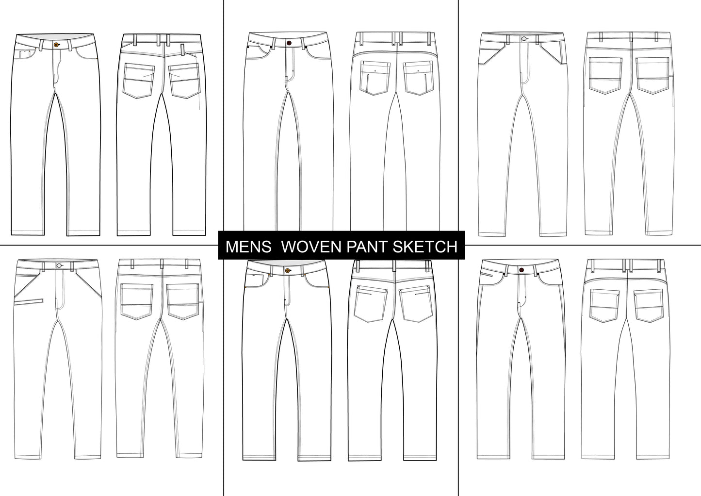 Men's woven pant vector illustration