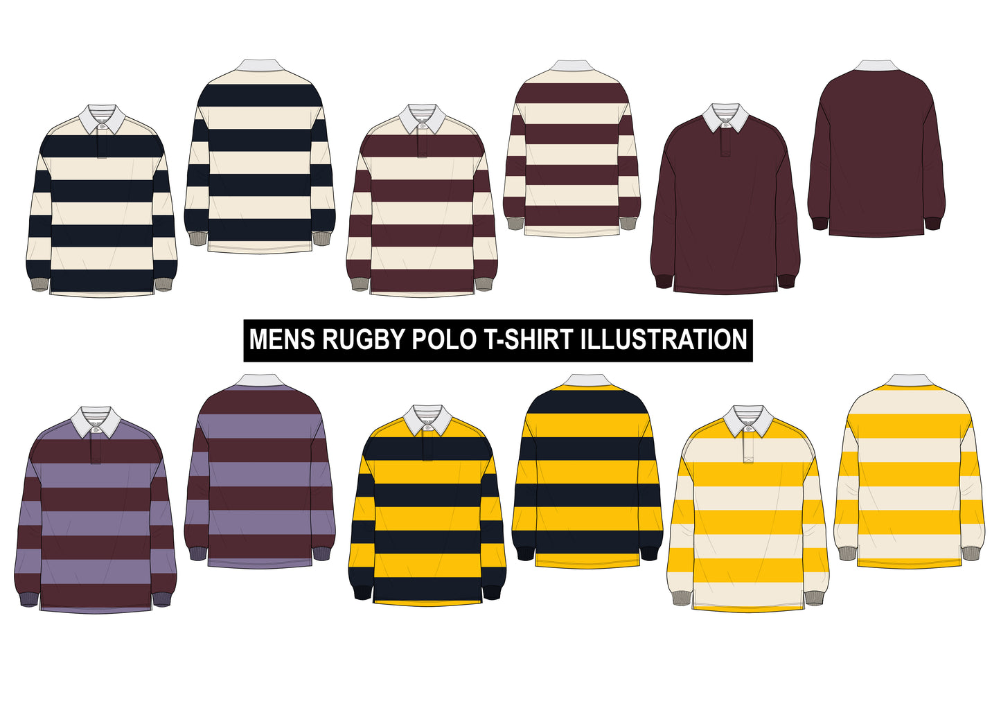 Men's Rugby Polo T-Shirt Illustration