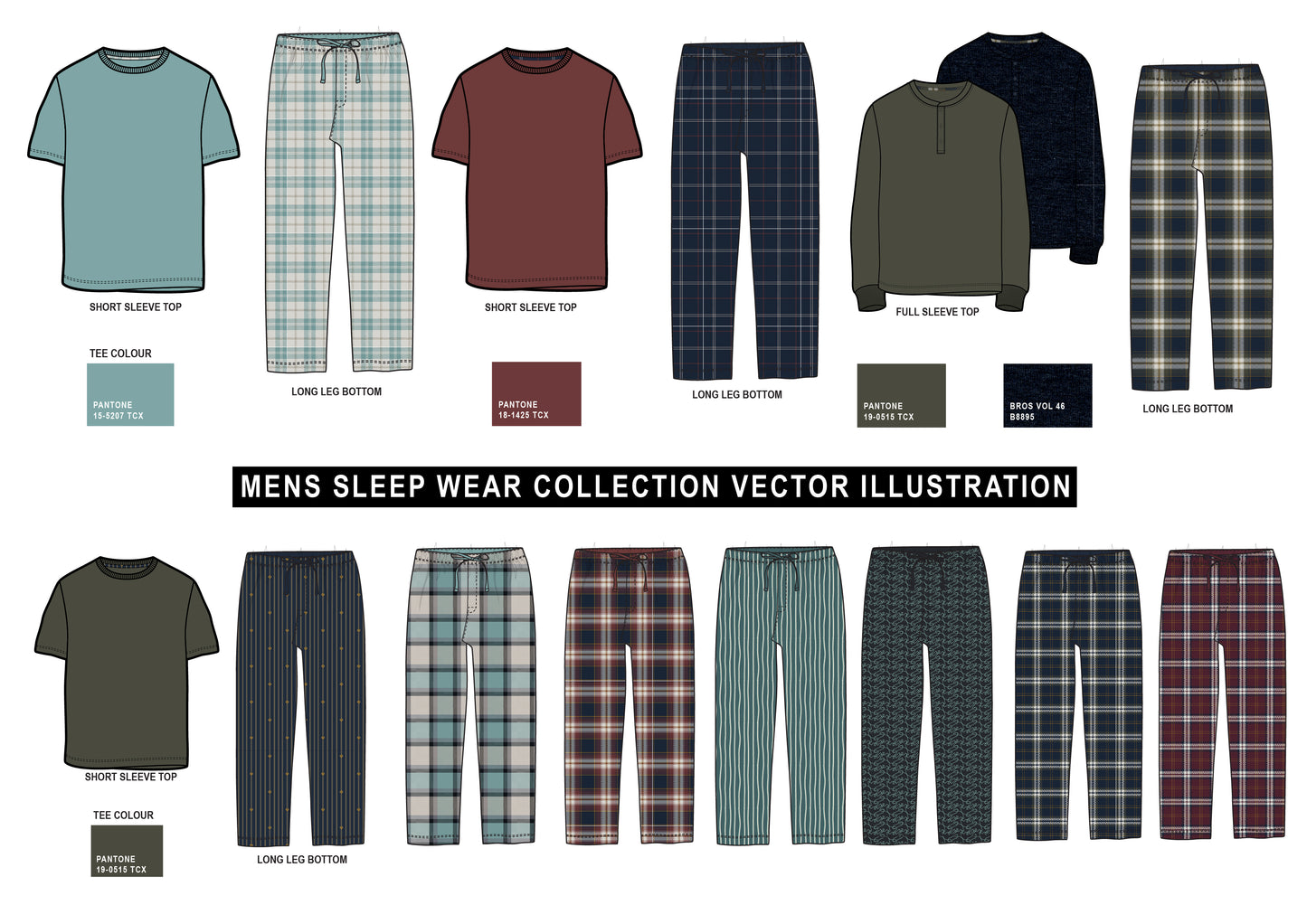 Men's Sleepwear Vector Illustrations