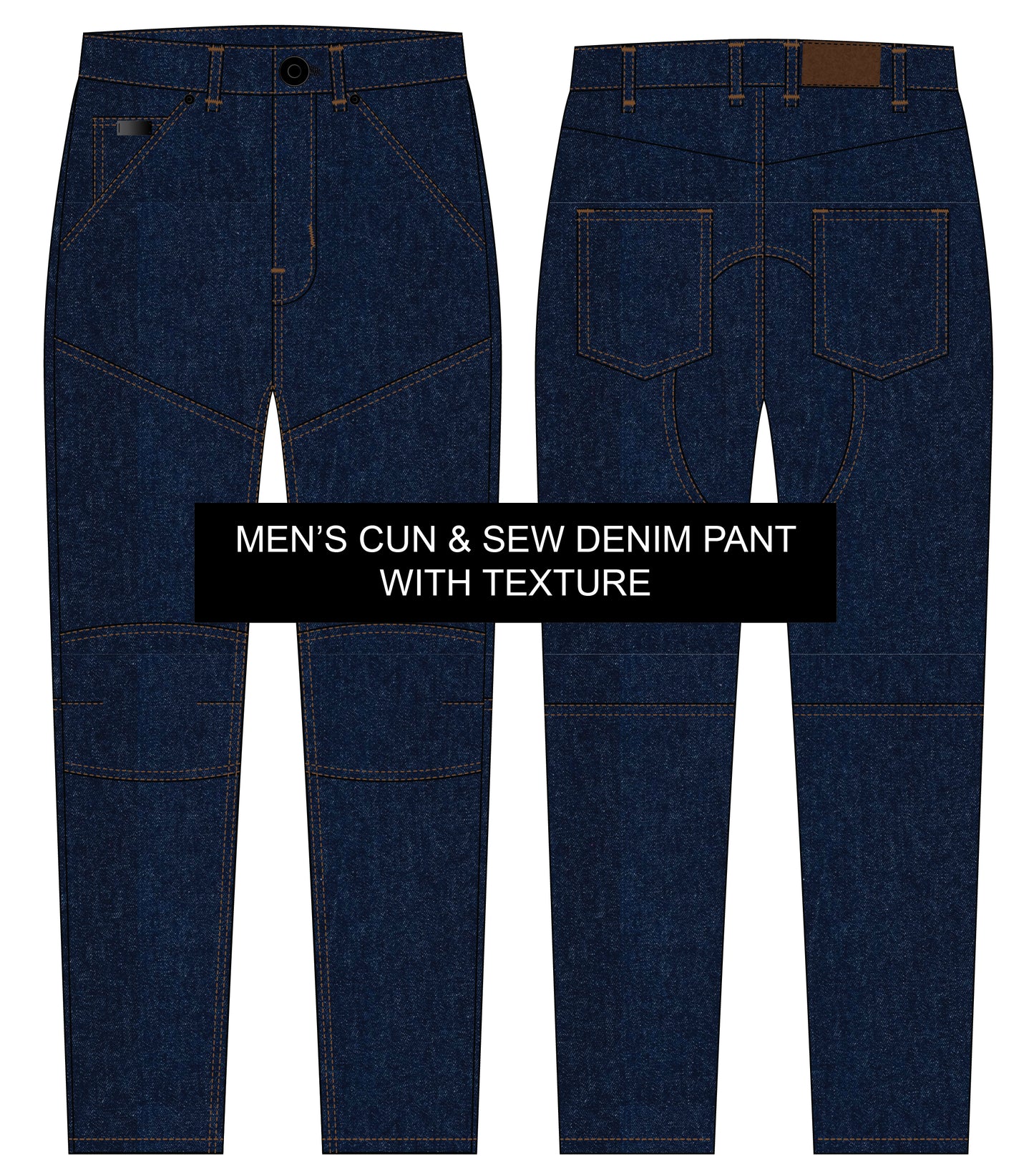 MEN'S CUT AND SEW DENIM PANT ILLUSTRATION