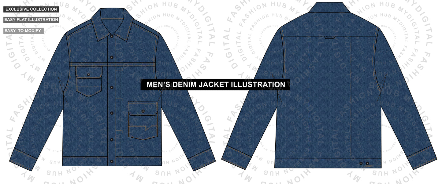 Men’s Denim Jacket Illustrations