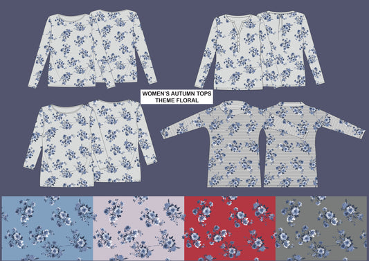 Women's Tops vector Illustrations - FLORAL THEME INSPIRED