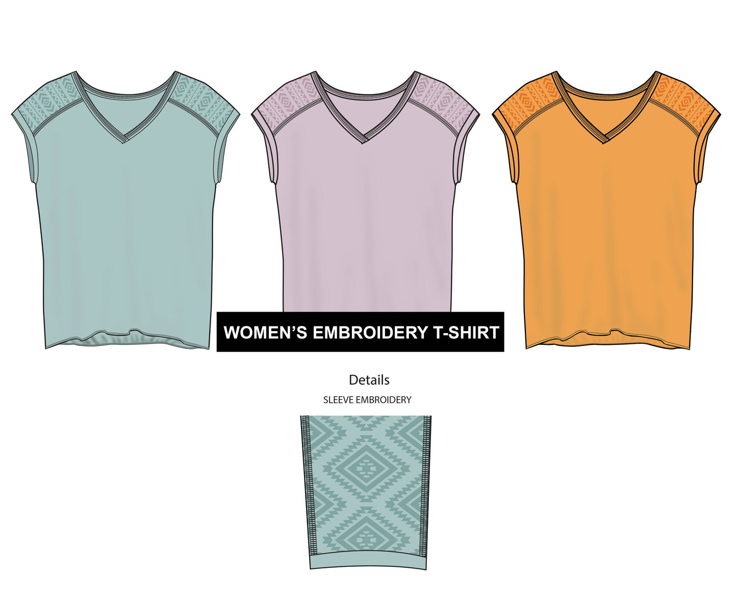 WOMEN’S EMBROIDERY T-SHIRT ILLUSTRATION