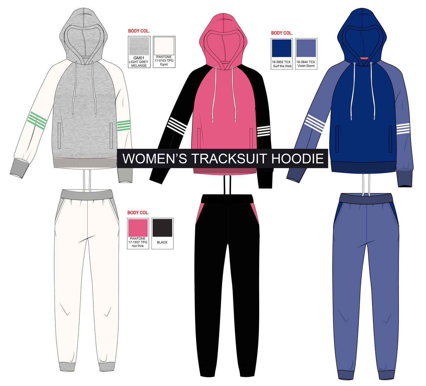 women's tracksuit hoodie vector illustration