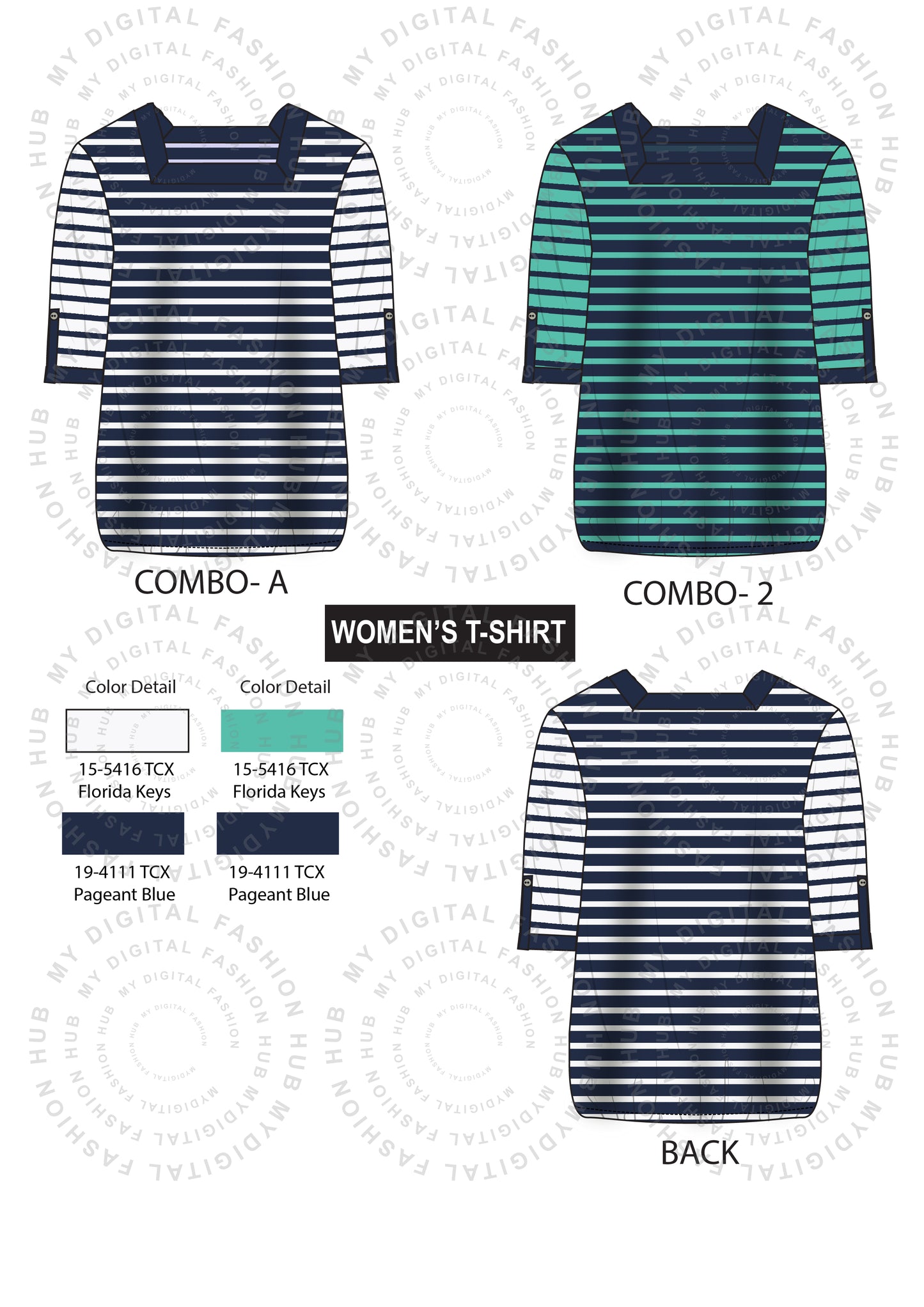 Women’s Stripe T-shirt vector Illustrations