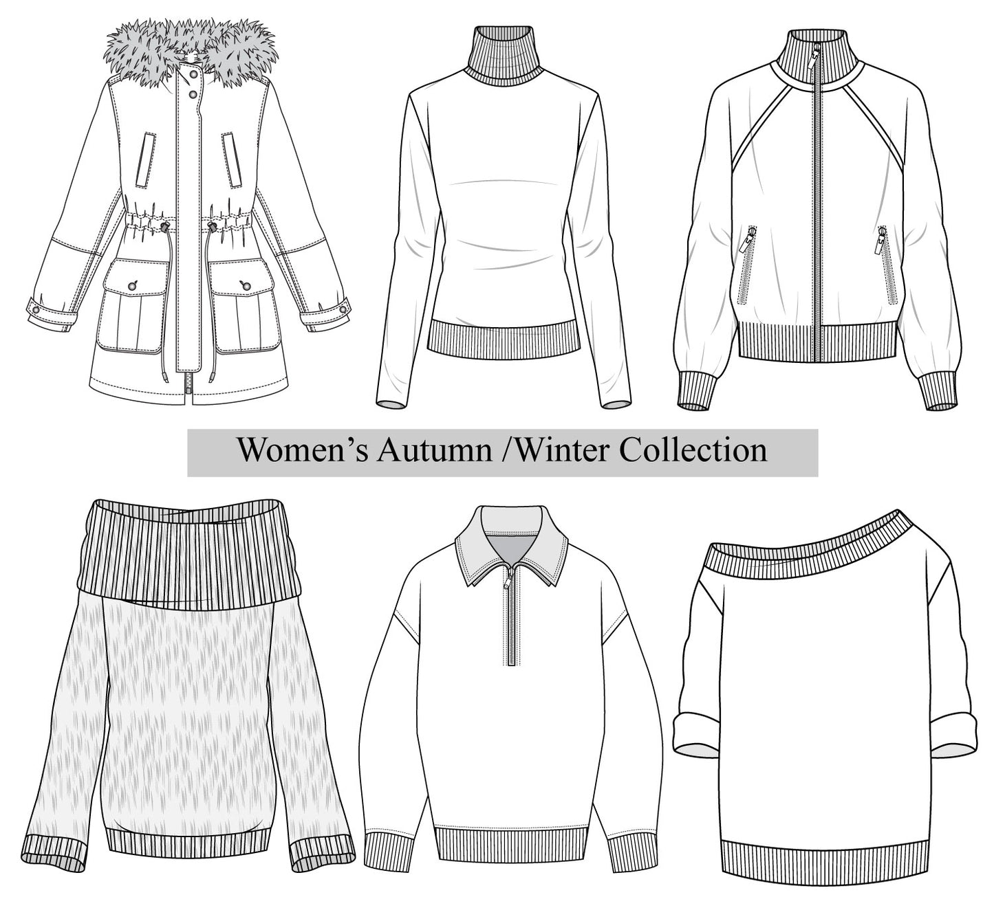 Women's Autumn Winter jacket vector illustration