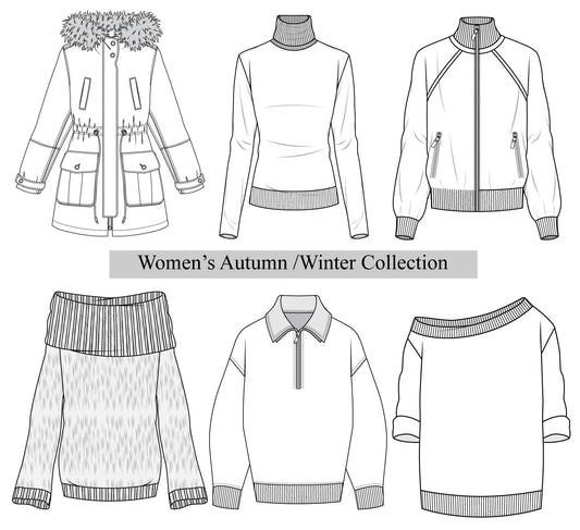 Women's Autumn Winter jacket vector illustration