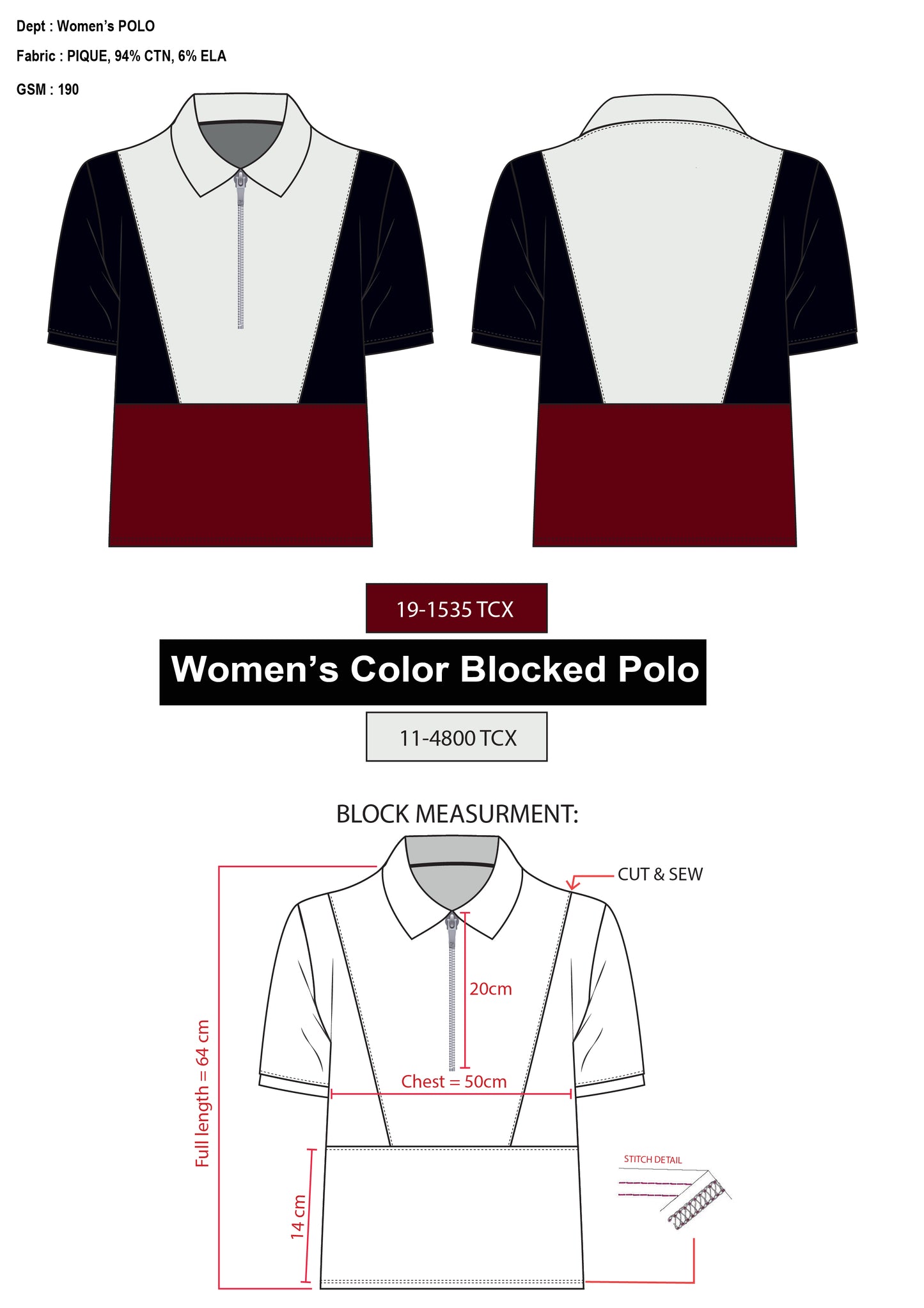 Women’s Color-Blocked Polo Illustration