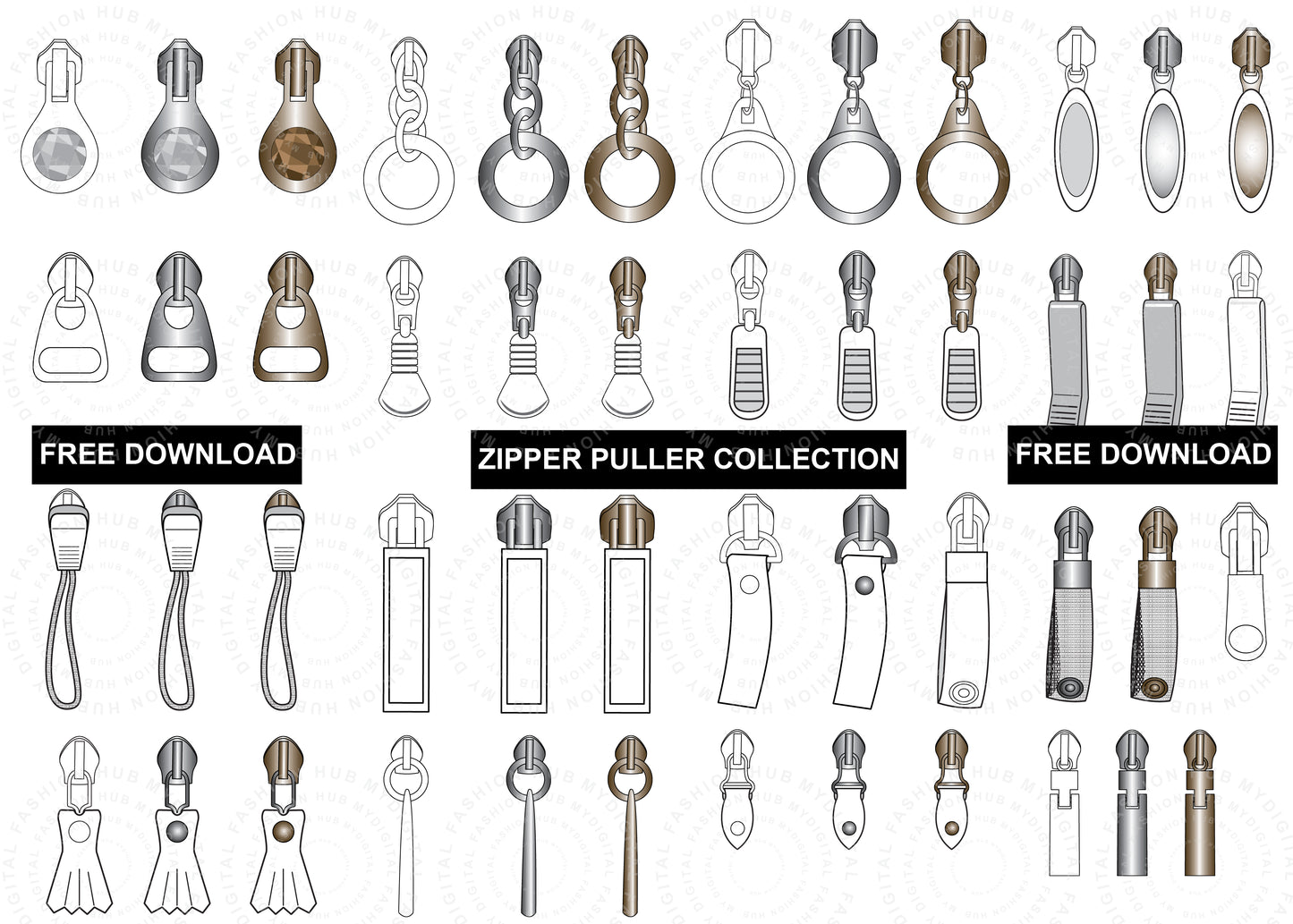 Zipper Puller Collection - Free Vector Illustration Download