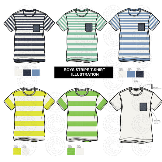 Boys Stripe T-Shirt Vector Illustration