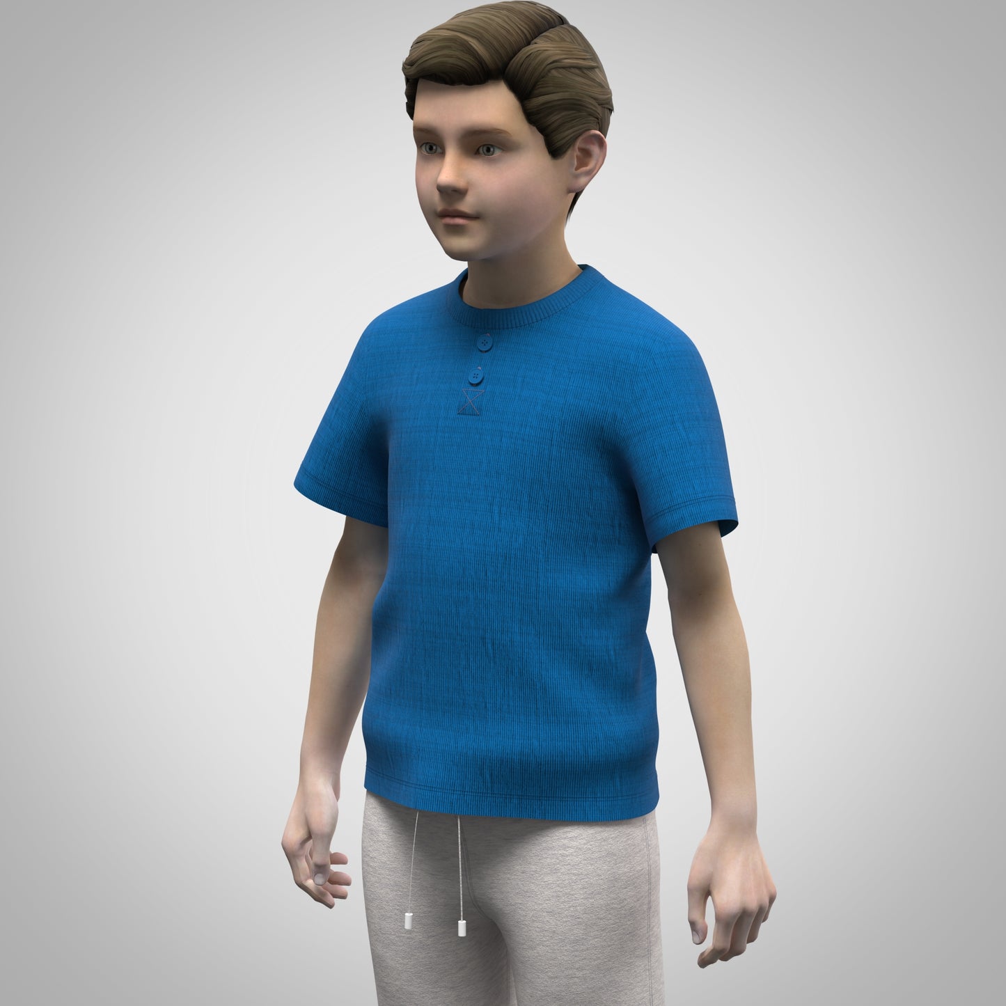 Boys Henley T-shirt - Rigged Model