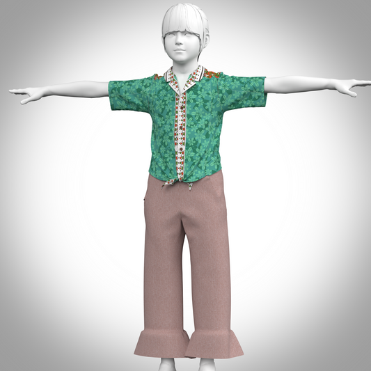 kid girls shirt with flared pant 3d Model