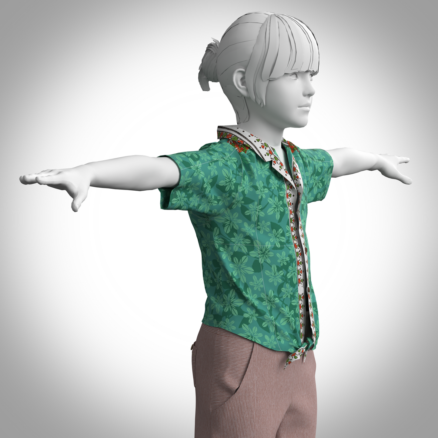 kid girls shirt with flared pant 3d Model