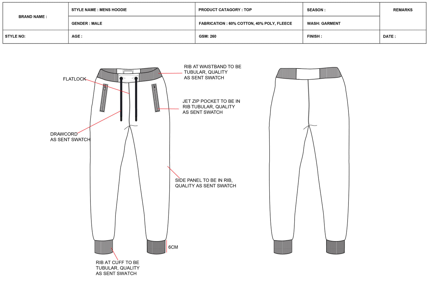 men's sweat pant tech pack 