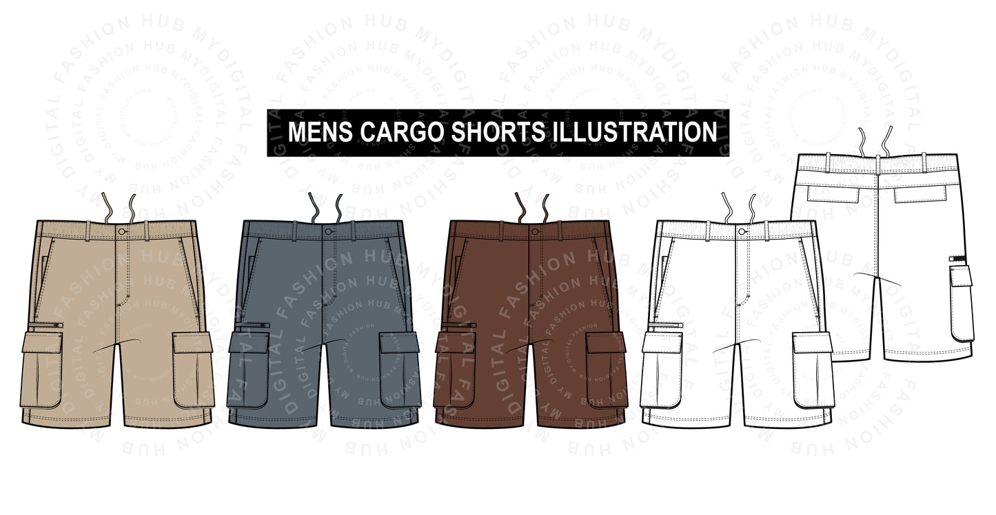 Men's cargo shorts vector illustration