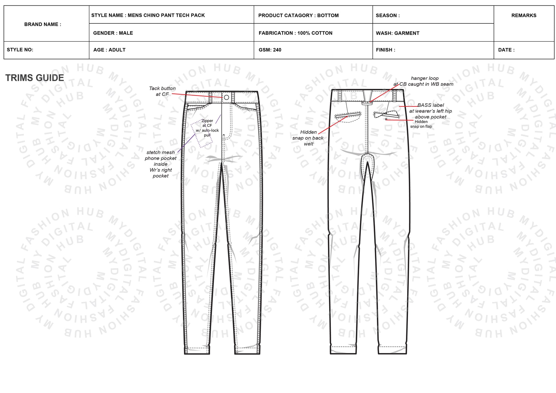 Men's chino pant tech pack