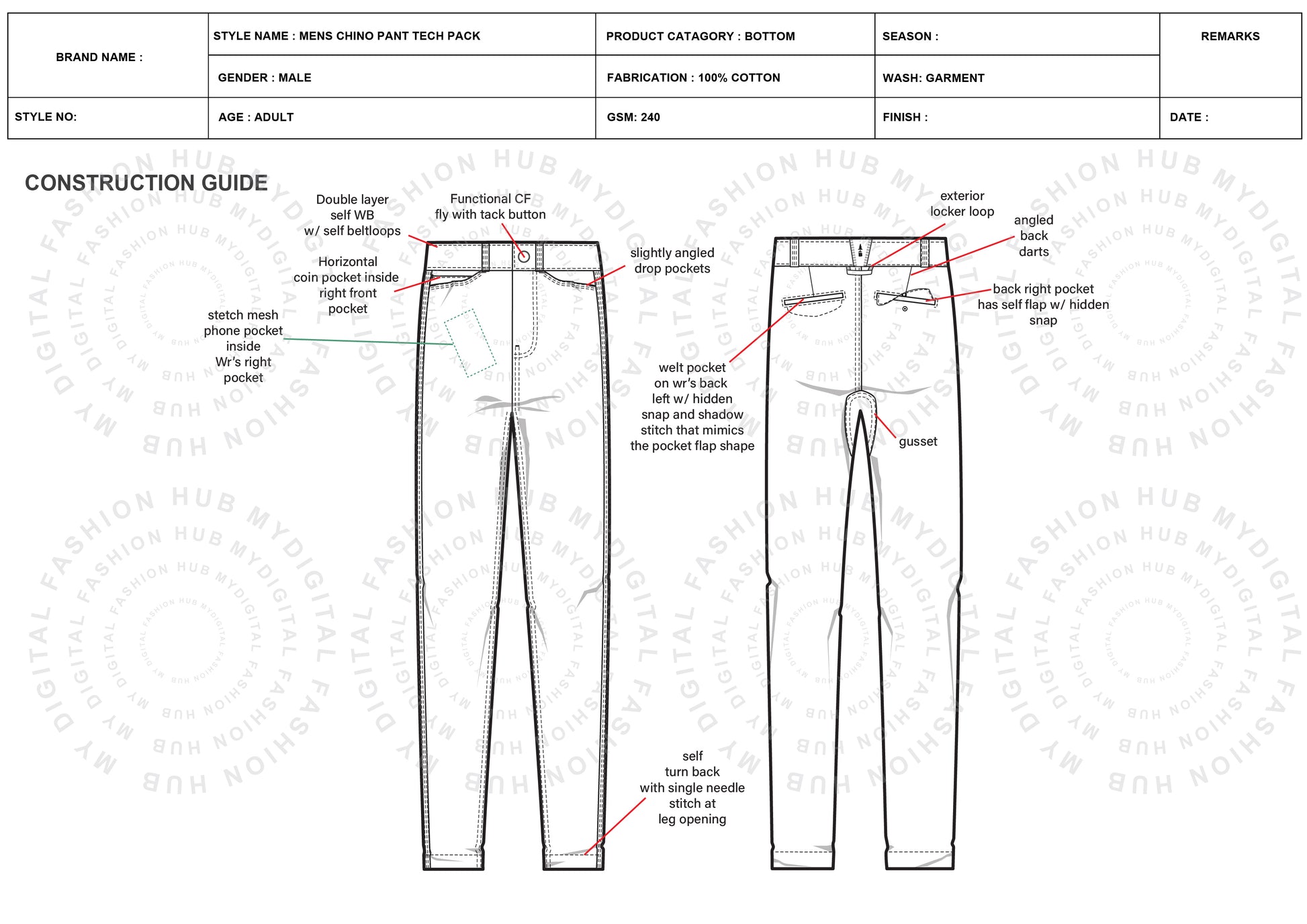 Men's chino pant tech pack