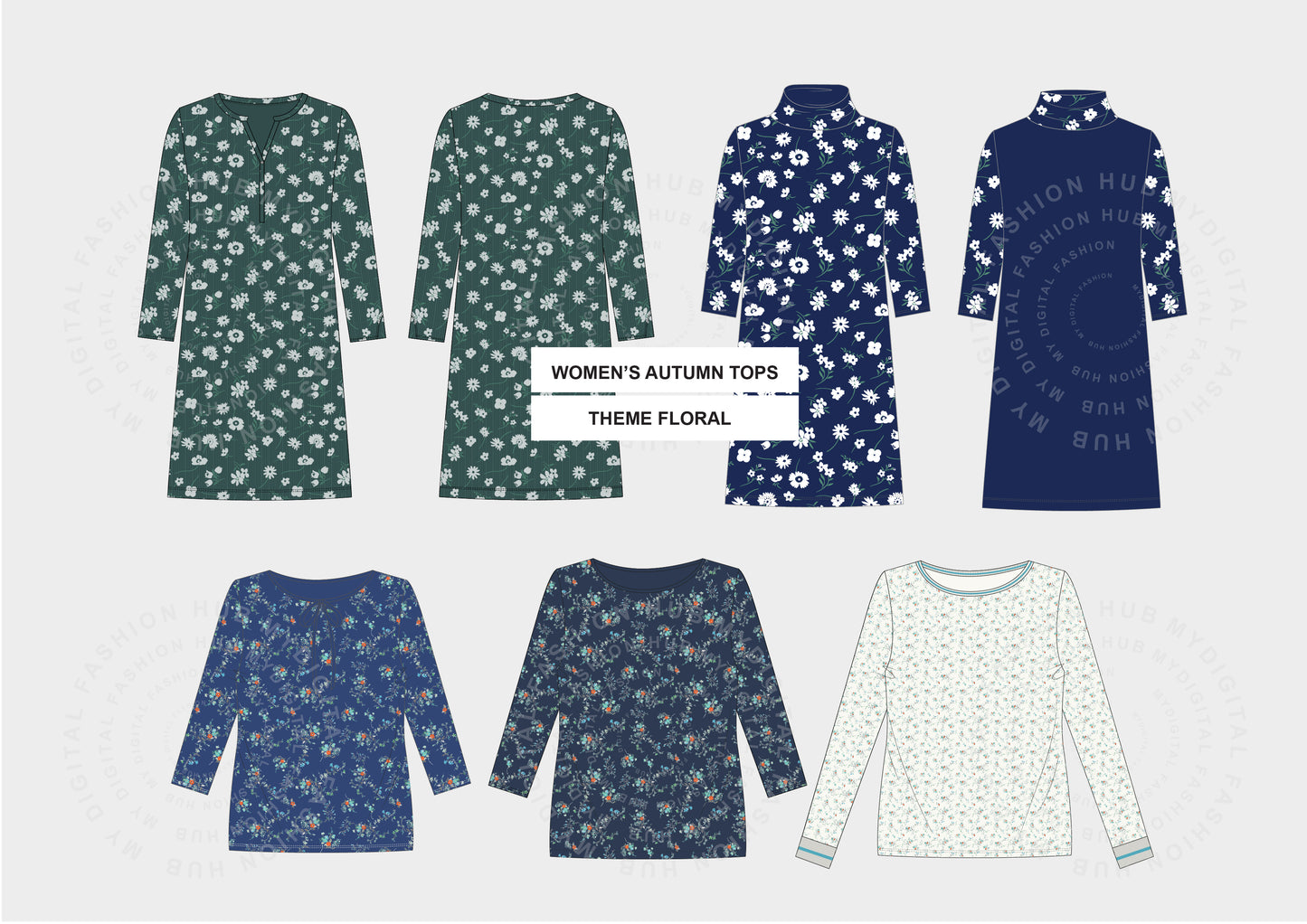 Women's Tops vector Illustrations - FLORAL THEME INSPIRED