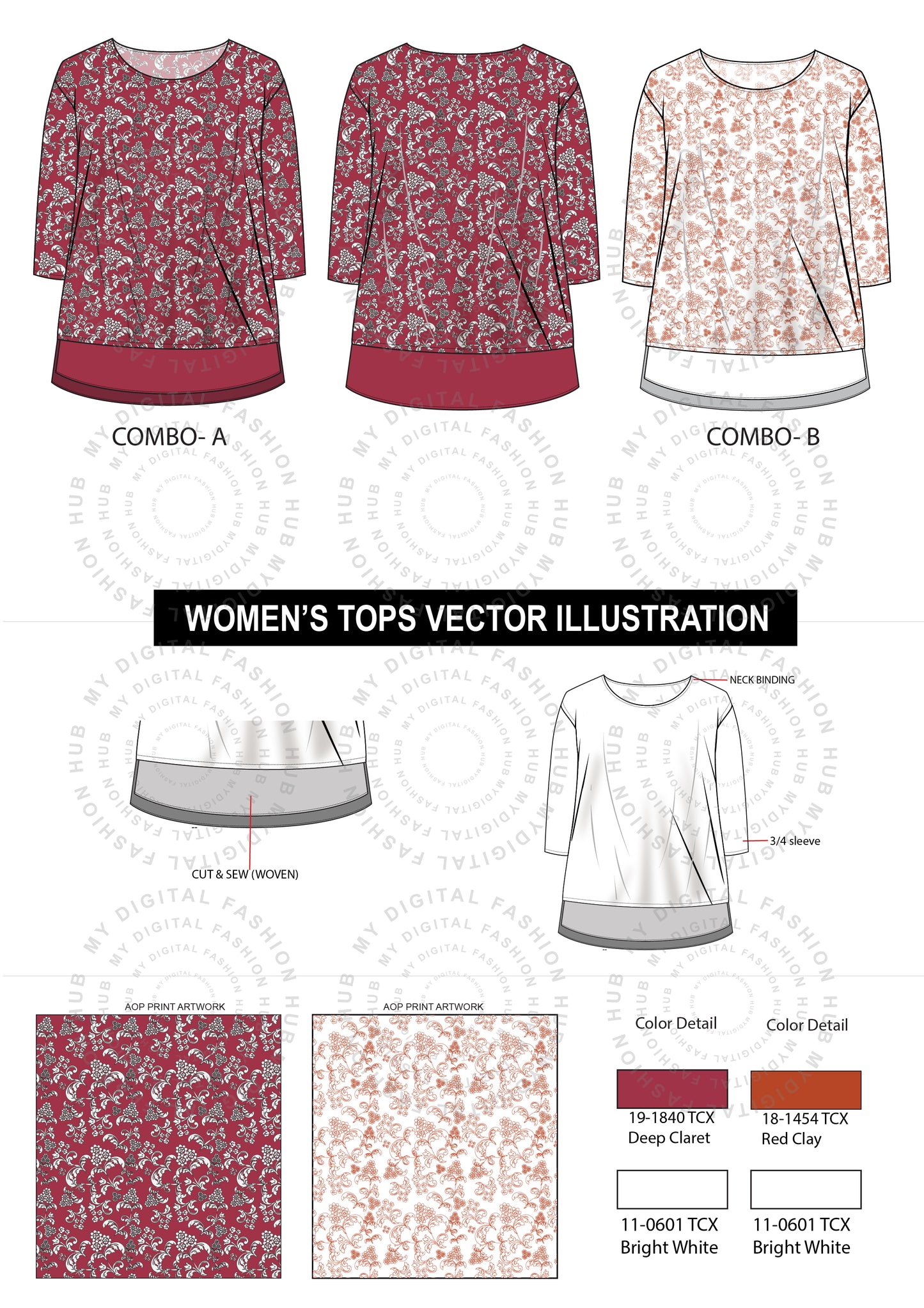 Women's Cut and Sew Tops Vector Illustrations