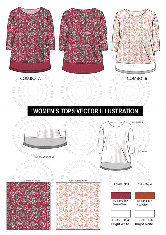 Women's Cut and Sew Tops Vector Illustrations