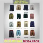 3D Model Mens Shorts CLO & Marvelous Designer Mega Pack