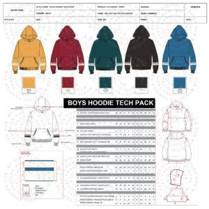 Boys Hoodie Tech Pack Editable Specification Sheet