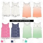 Girls tank top illustration template
