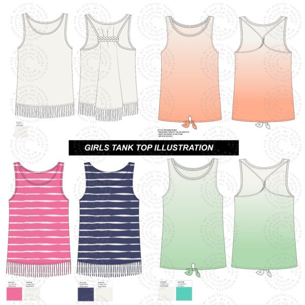 Girls tank top illustration template