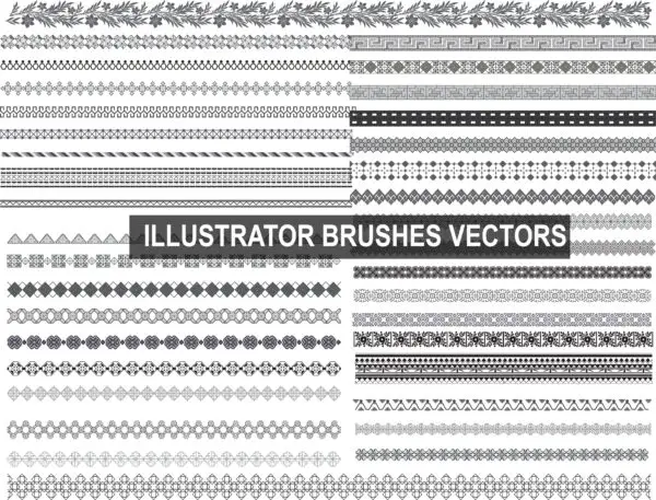 Seamless Decorative Border Brushes Vector Illustration