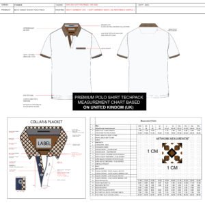 Men’s Polo Shirt Tech Pack – Editable UK Specification Sheet for Fashion Designers
