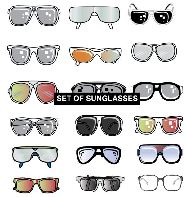 Vector Sunglasses & Eyewear Collection – Retro & Modern Fashion Glasses Set